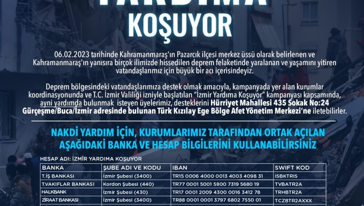Kurumlar birleşti “İzmir Yardıma Koşuyor” kampanyası başladı