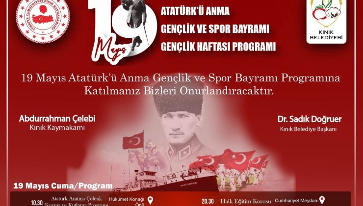 Başkan Doğruer’den’19 Mayıs Atatürk’ü Anma, Gençlik ve Spor Bayramı’kutlama mesaj’ı